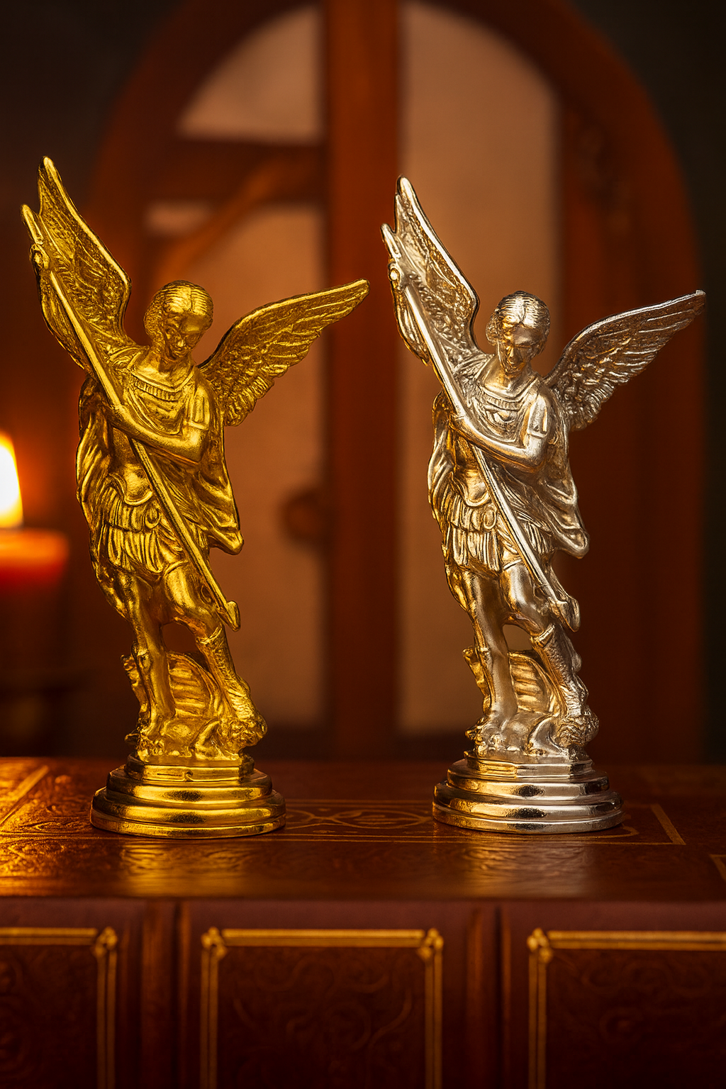St. Michael the Archangel Statue | Mini Christian Figurine in Gold, Silver, Bronze | Catholic Protection Decor | Small Guardian Angel Gift