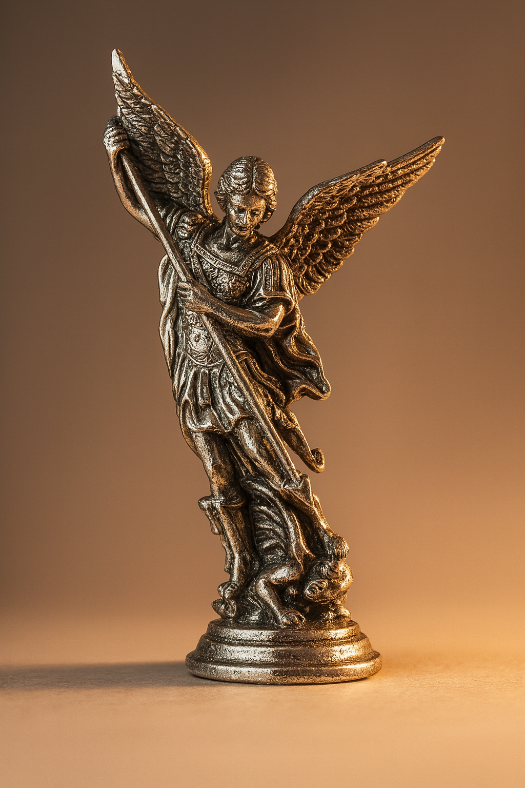 St. Michael the Archangel Statue | Mini Christian Figurine in Gold, Silver, Bronze | Catholic Protection Decor | Small Guardian Angel Gift