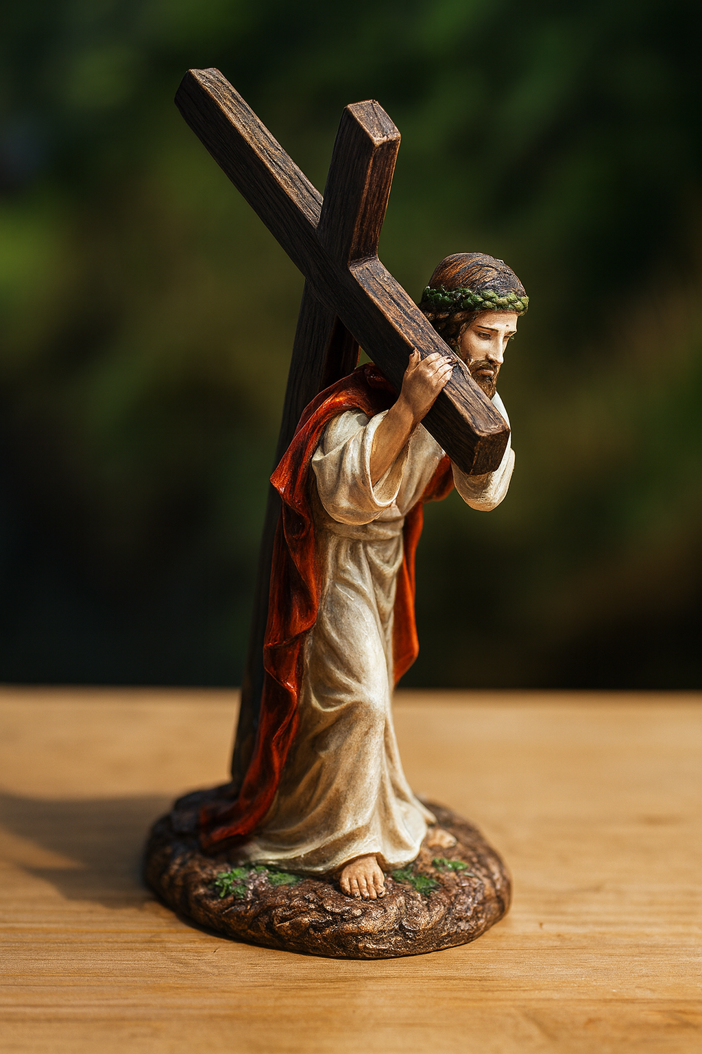 Jesus Carrying the Cross Statue | Christian Figurine of Christ Passion | Catholic Home Altar Décor | Religious Gift