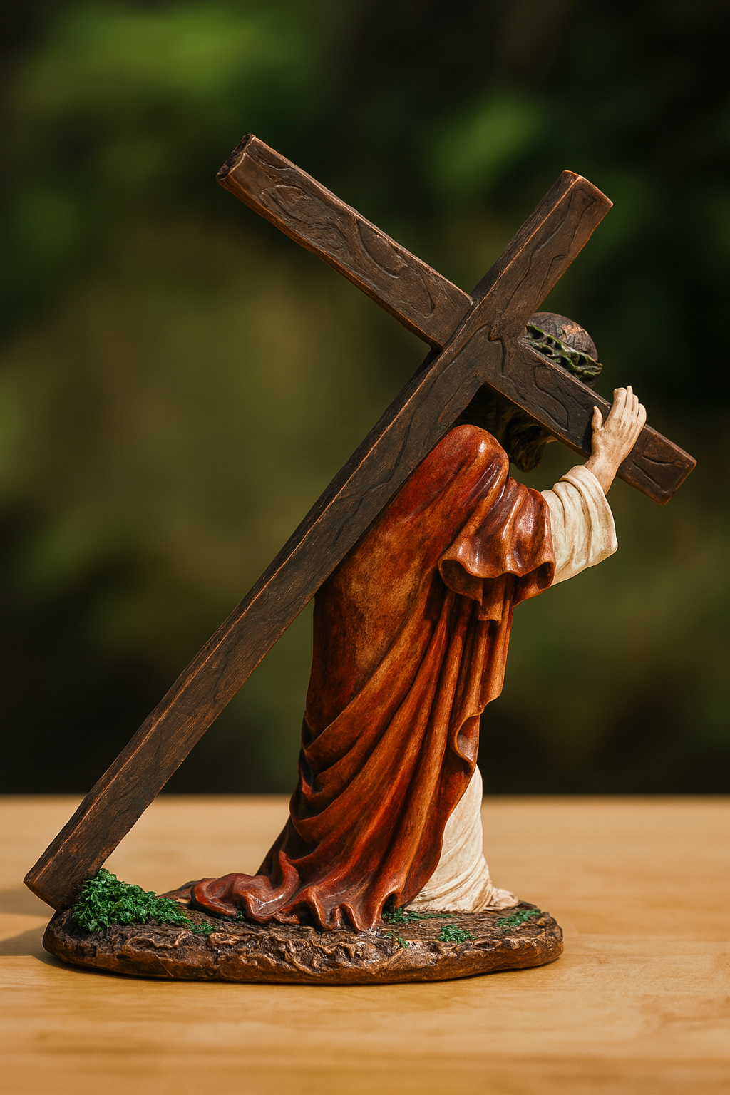 Jesus Carrying the Cross Statue | Christian Figurine of Christ Passion | Catholic Home Altar Décor | Religious Gift