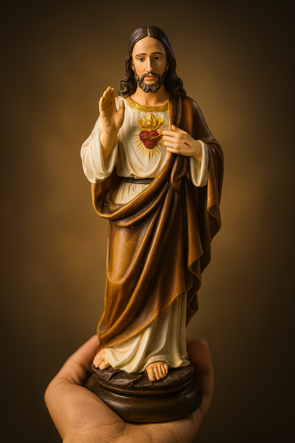 Sacred Heart of Jesus Statue – 8.2 Inch Hand-Painted Catholic Figurine | Christian Home Altar, Prayer & Devotional Decor