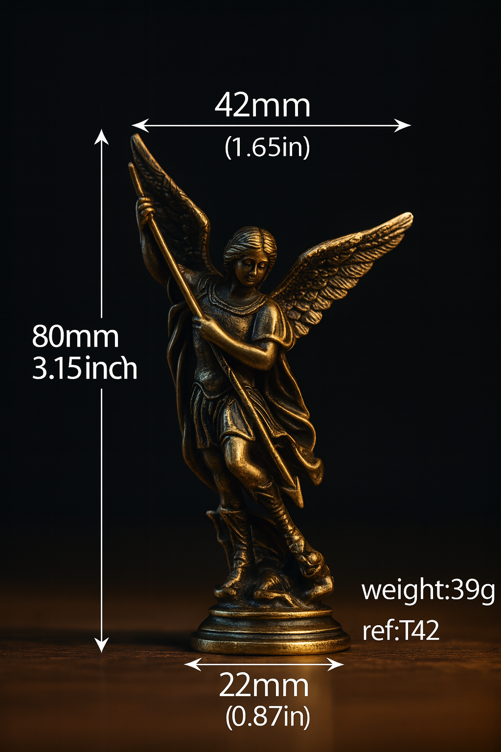 St. Michael the Archangel Statue | Mini Christian Figurine in Gold, Silver, Bronze | Catholic Protection Decor | Small Guardian Angel Gift