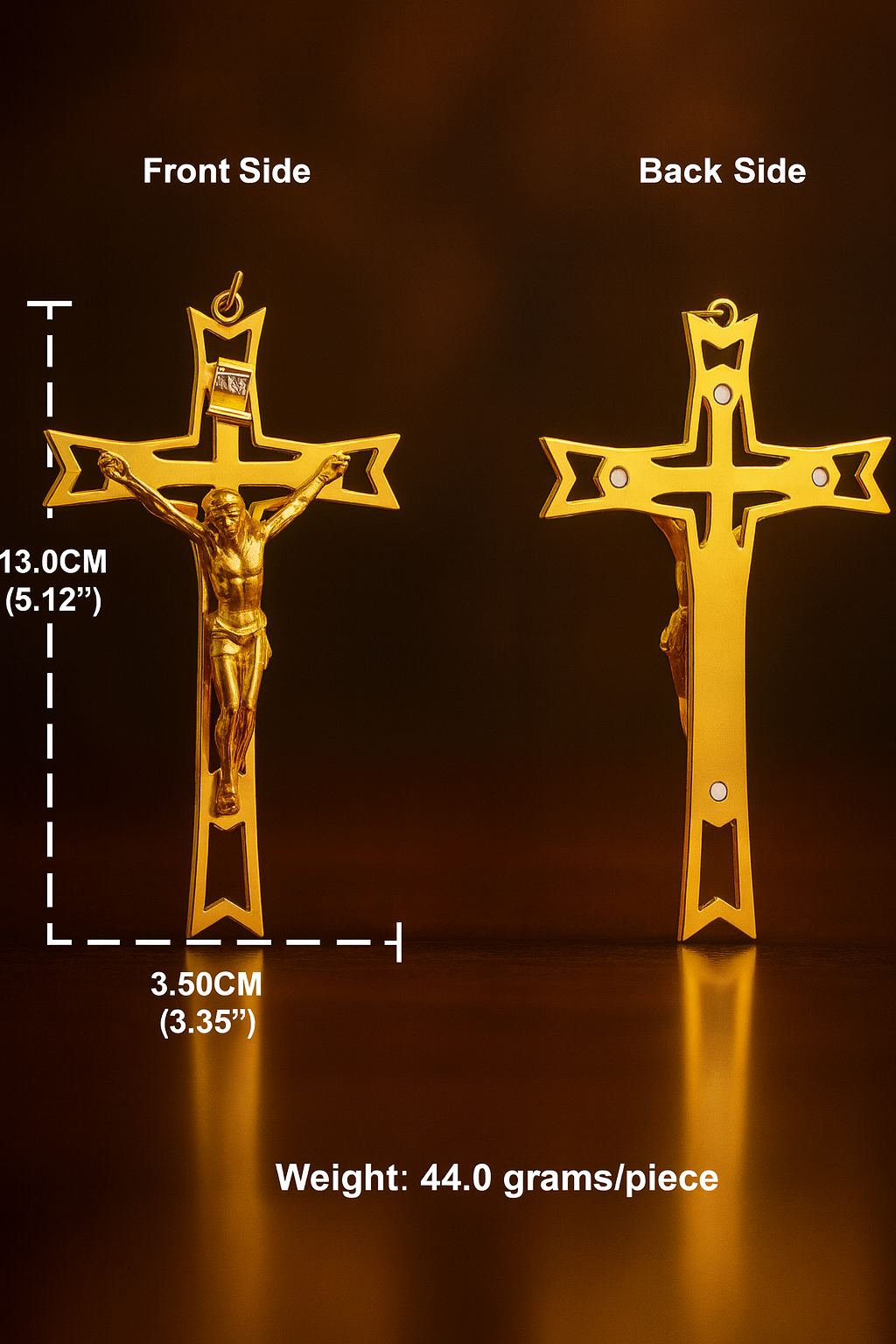 Catholic Wall Crucifix | Italian Gold & Silver Cross with INRI | Christian Wall Décor | 5 Inch Hanging Crucifix Gift