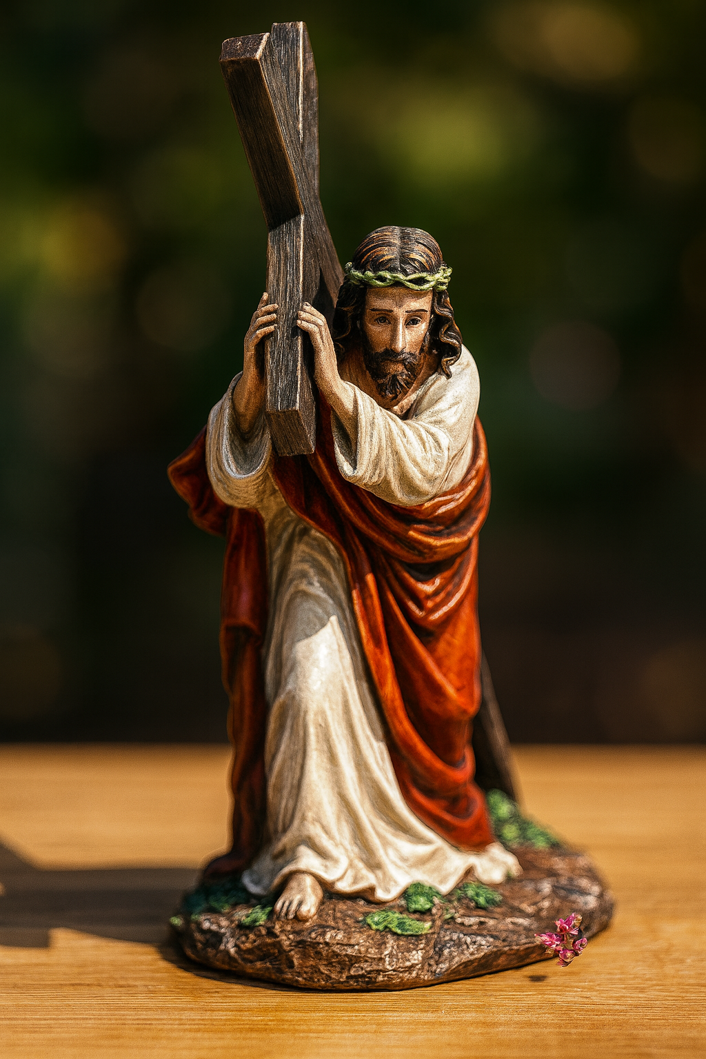 Jesus Carrying the Cross Statue | Christian Figurine of Christ Passion | Catholic Home Altar Décor | Religious Gift