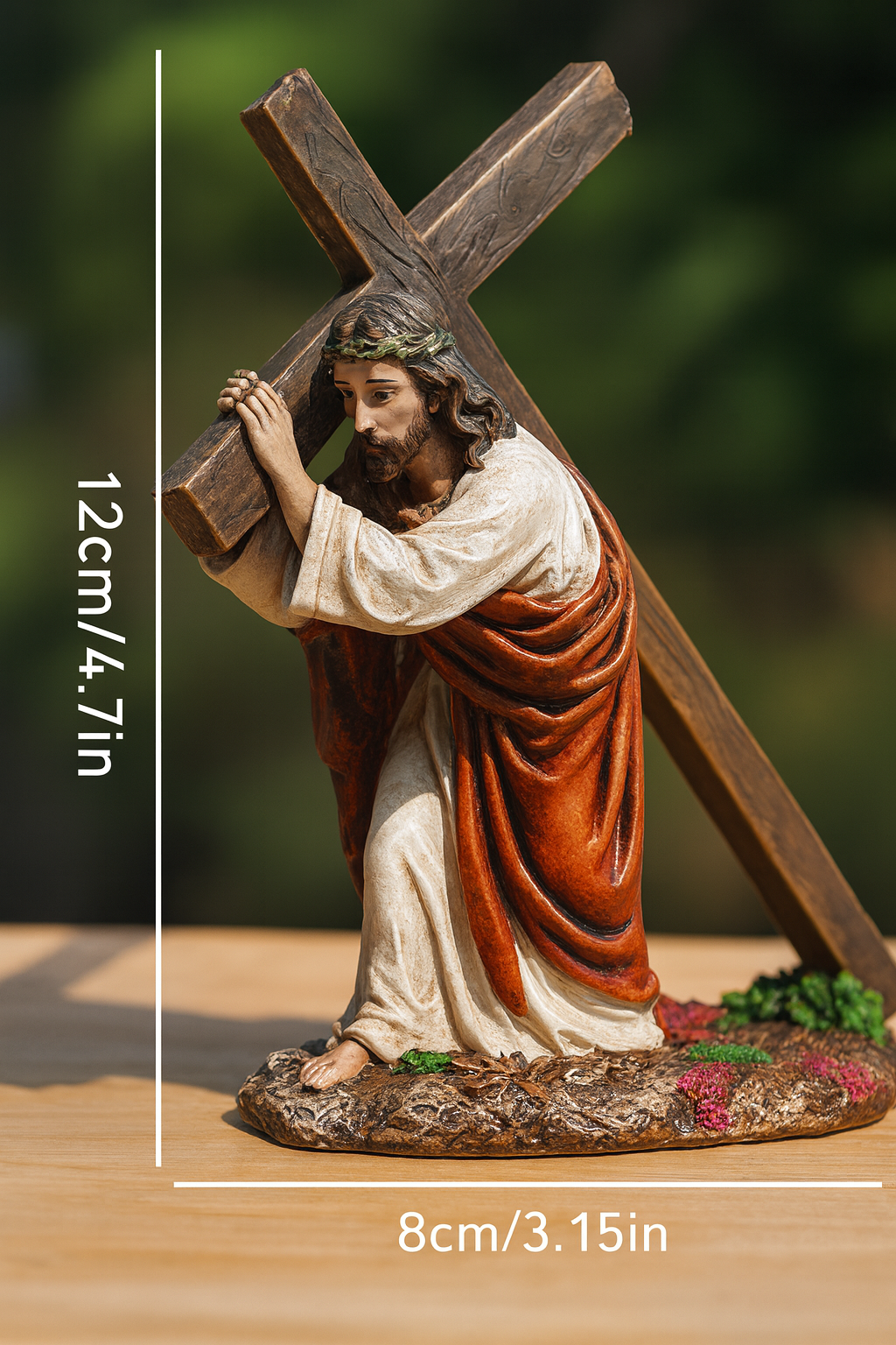 Jesus Carrying the Cross Statue | Christian Figurine of Christ Passion | Catholic Home Altar Décor | Religious Gift