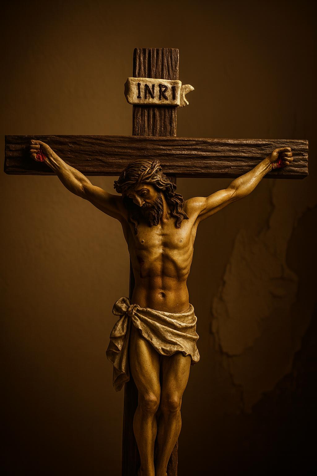 Handcrafted Jesus Crucifix Statue – Wall Cross Christian Home Décor | INRI Cross of Christ Sculpture | Catholic Gift for Prayer & Worship