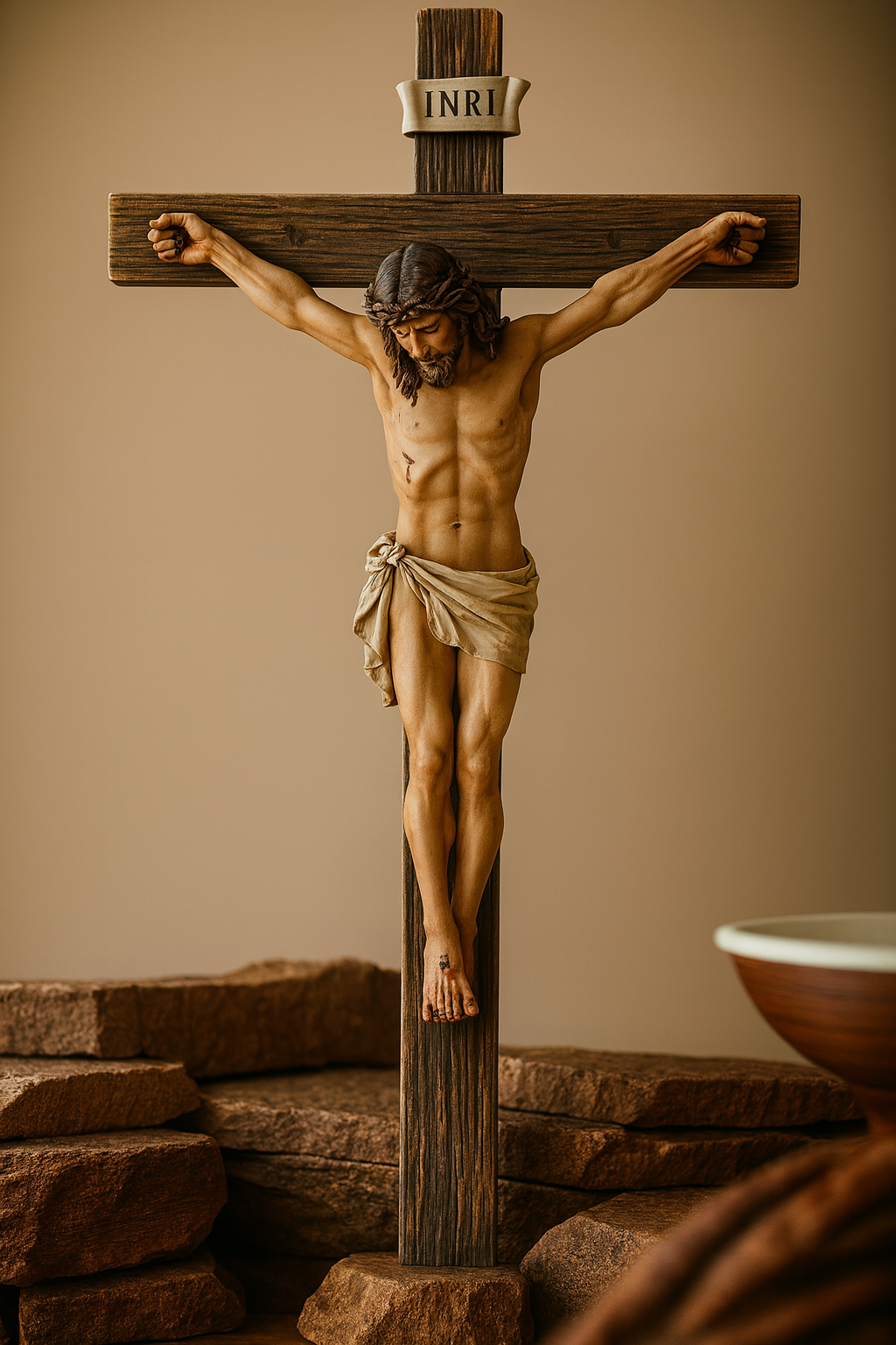 Handcrafted Jesus Crucifix Statue – Wall Cross Christian Home Décor | INRI Cross of Christ Sculpture | Catholic Gift for Prayer & Worship