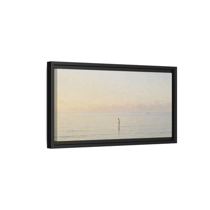 Jesus Walking on Water Canvas Art, Christian Wall Art, Framed Bible-Inspired Artwork, Minimal Christian Home Decor, Large Horizontal Religious Art