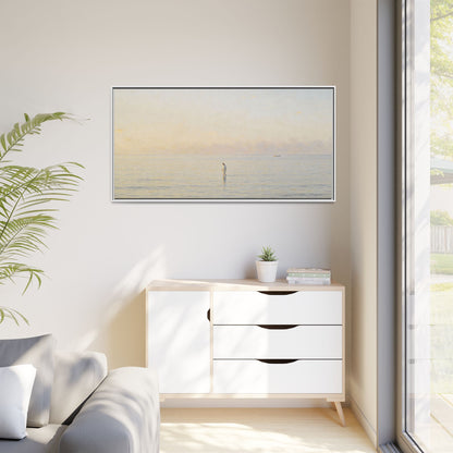 Jesus Walking on Water Canvas Art, Christian Wall Art, Framed Bible-Inspired Artwork, Minimal Christian Home Decor, Large Horizontal Religious Art