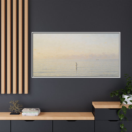 Jesus Walking on Water Canvas Art, Christian Wall Art, Framed Bible-Inspired Artwork, Minimal Christian Home Decor, Large Horizontal Religious Art