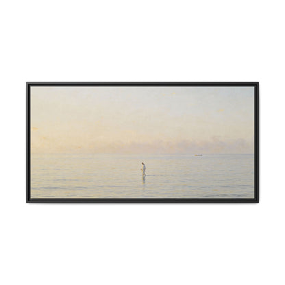Jesus Walking on Water Canvas Art, Christian Wall Art, Framed Bible-Inspired Artwork, Minimal Christian Home Decor, Large Horizontal Religious Art