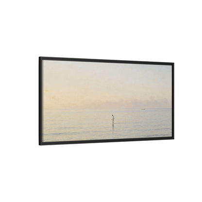 Jesus Walking on Water Canvas Art, Christian Wall Art, Framed Bible-Inspired Artwork, Minimal Christian Home Decor, Large Horizontal Religious Art