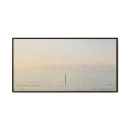 Jesus Walking on Water Canvas Art, Christian Wall Art, Framed Bible-Inspired Artwork, Minimal Christian Home Decor, Large Horizontal Religious Art
