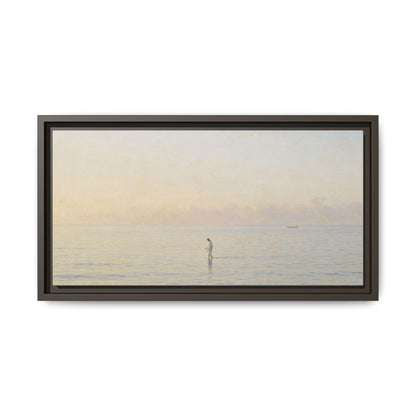 Jesus Walking on Water Canvas Art, Christian Wall Art, Framed Bible-Inspired Artwork, Minimal Christian Home Decor, Large Horizontal Religious Art