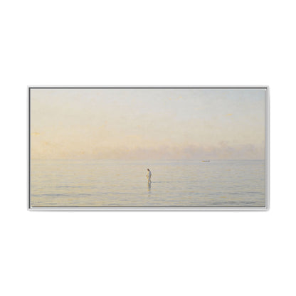 Jesus Walking on Water Canvas Art, Christian Wall Art, Framed Bible-Inspired Artwork, Minimal Christian Home Decor, Large Horizontal Religious Art
