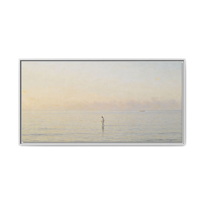 Jesus Walking on Water Canvas Art, Christian Wall Art, Framed Bible-Inspired Artwork, Minimal Christian Home Decor, Large Horizontal Religious Art
