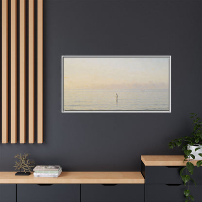 Jesus Walking on Water Canvas Art, Christian Wall Art, Framed Bible-Inspired Artwork, Minimal Christian Home Decor, Large Horizontal Religious Art