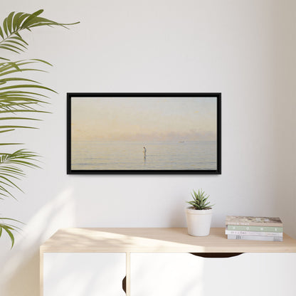 Jesus Walking on Water Canvas Art, Christian Wall Art, Framed Bible-Inspired Artwork, Minimal Christian Home Decor, Large Horizontal Religious Art