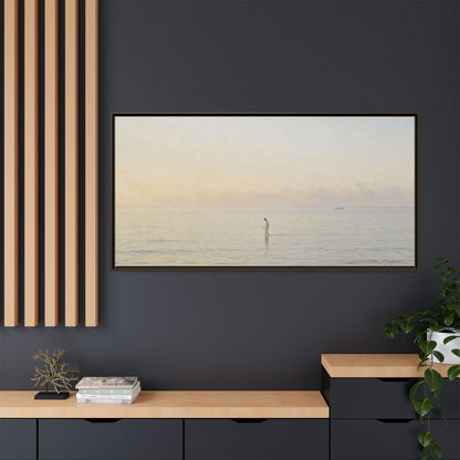 Jesus Walking on Water Canvas Art, Christian Wall Art, Framed Bible-Inspired Artwork, Minimal Christian Home Decor, Large Horizontal Religious Art