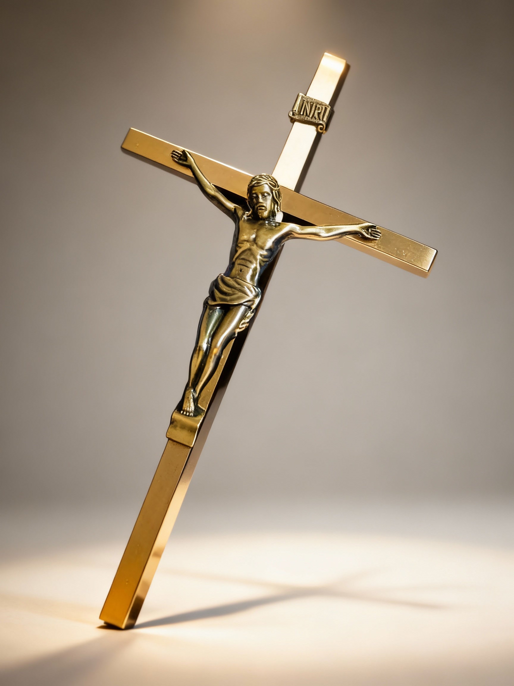 Gold-Tone Crucifix Wall Cross with INRI – 8.6” Catholic Wall Hanging C ...