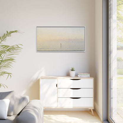 Jesus Walking on Water Canvas Art, Christian Wall Art, Framed Bible-Inspired Artwork, Minimal Christian Home Decor, Large Horizontal Religious Art