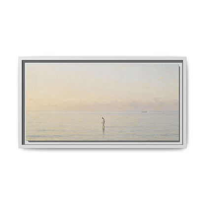 Jesus Walking on Water Canvas Art, Christian Wall Art, Framed Bible-Inspired Artwork, Minimal Christian Home Decor, Large Horizontal Religious Art