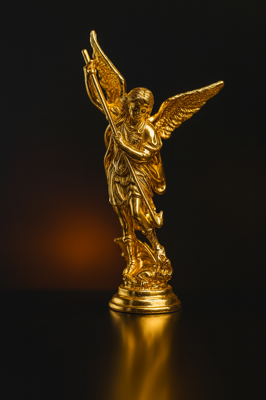 St. Michael the Archangel Statue | Mini Christian Figurine in Gold, Silver, Bronze | Catholic Protection Decor | Small Guardian Angel Gift