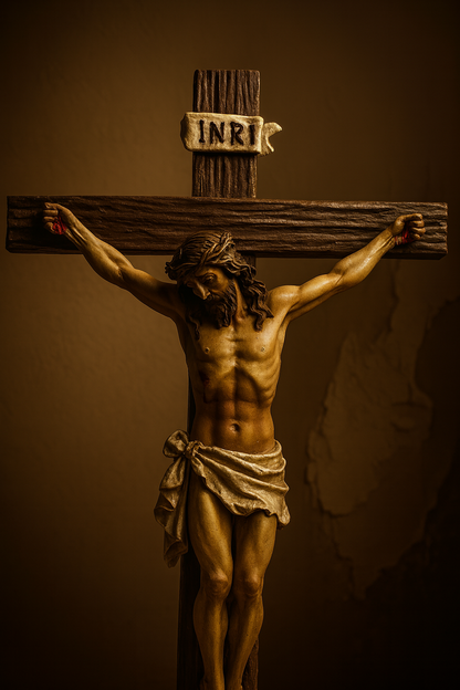 Handcrafted Jesus Crucifix Statue – Wall Cross Christian Home Décor | INRI Cross of Christ Sculpture | Catholic Gift for Prayer & Worship