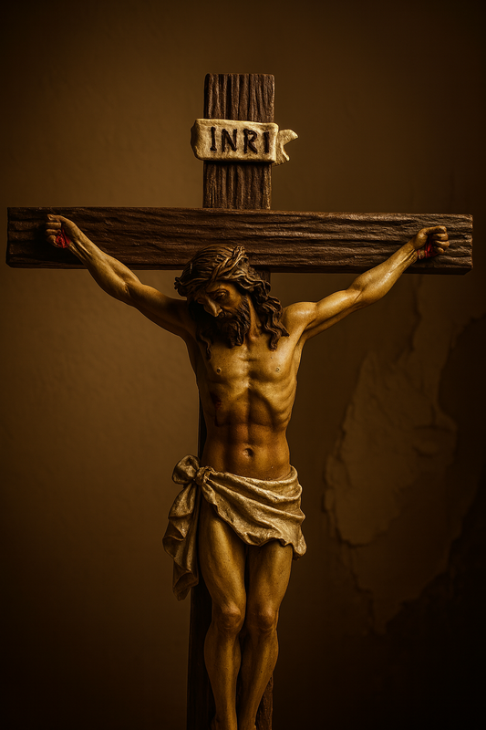 Handcrafted Jesus Crucifix Statue – Wall Cross Christian Home Décor | INRI Cross of Christ Sculpture | Catholic Gift for Prayer & Worship
