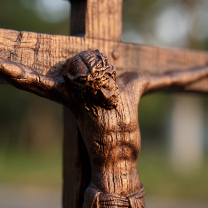 Hand Carved Wooden Crucifixion scene