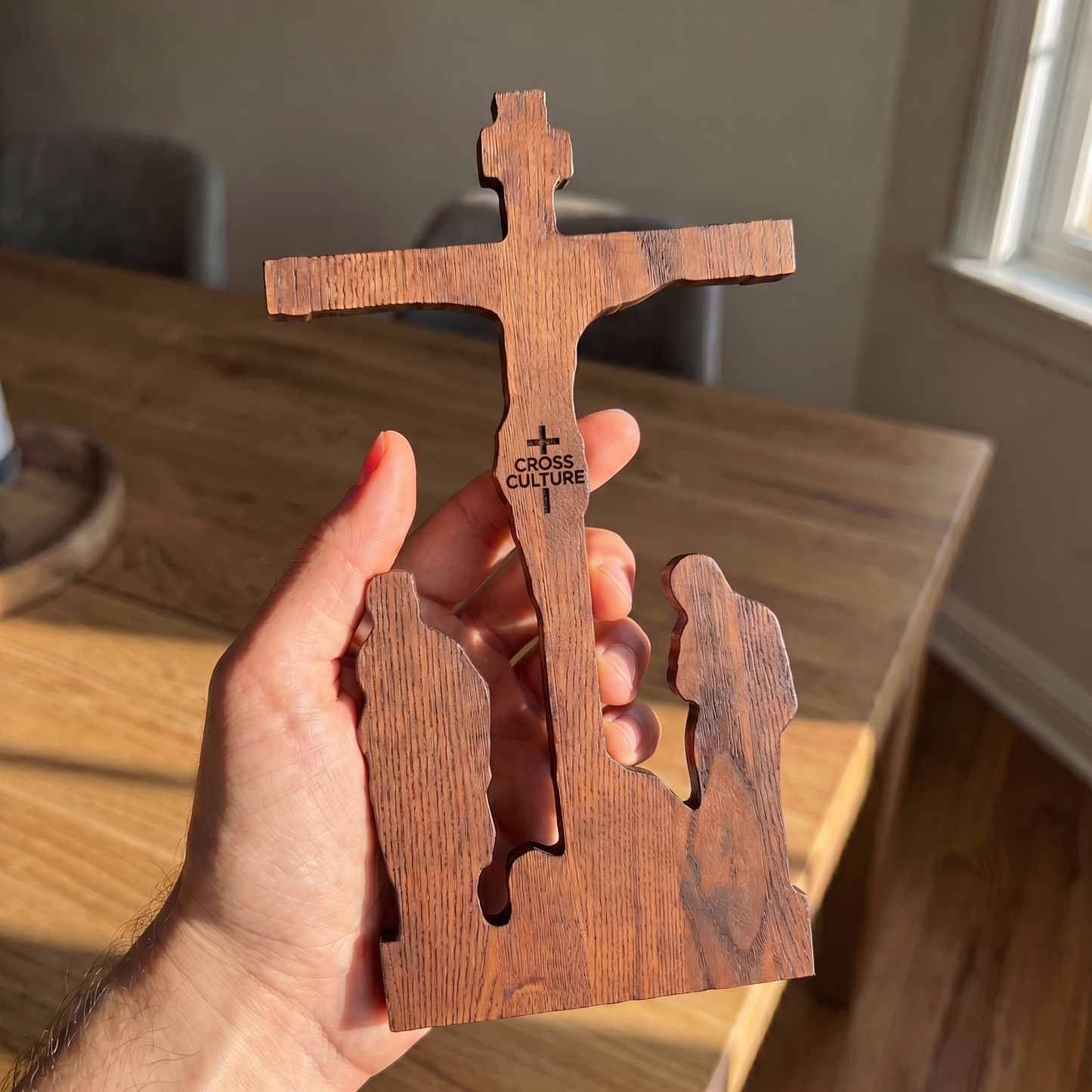 Hand Carved Wooden Crucifixion scene