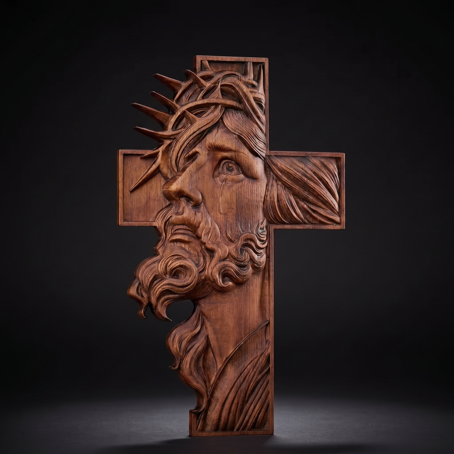 Jesus Face Wooden Cross