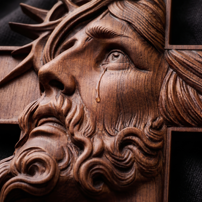 Jesus Face Wooden Cross
