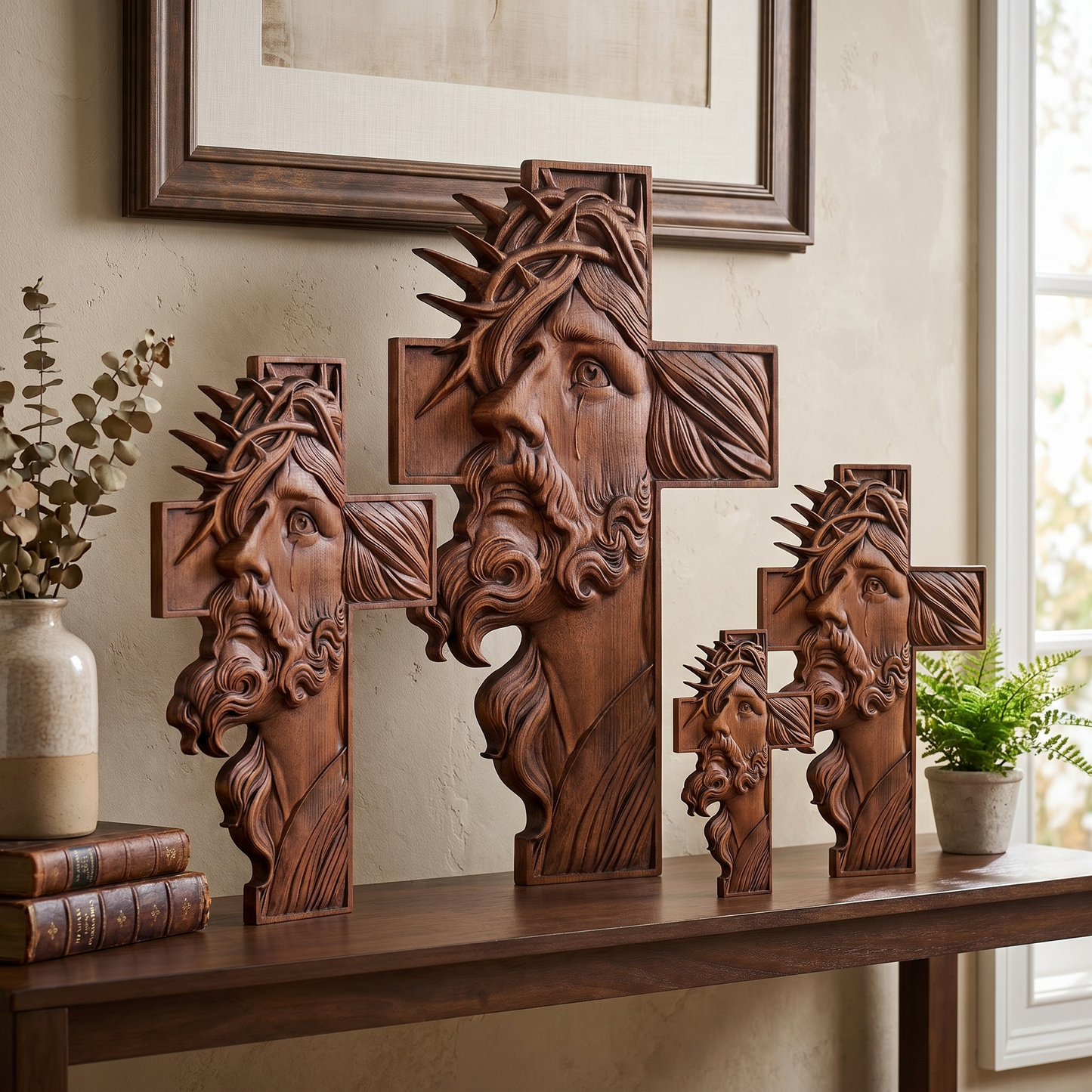 Jesus Face Wooden Cross