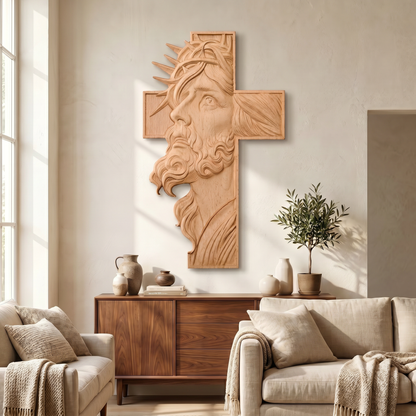 Jesus Face Wooden Cross