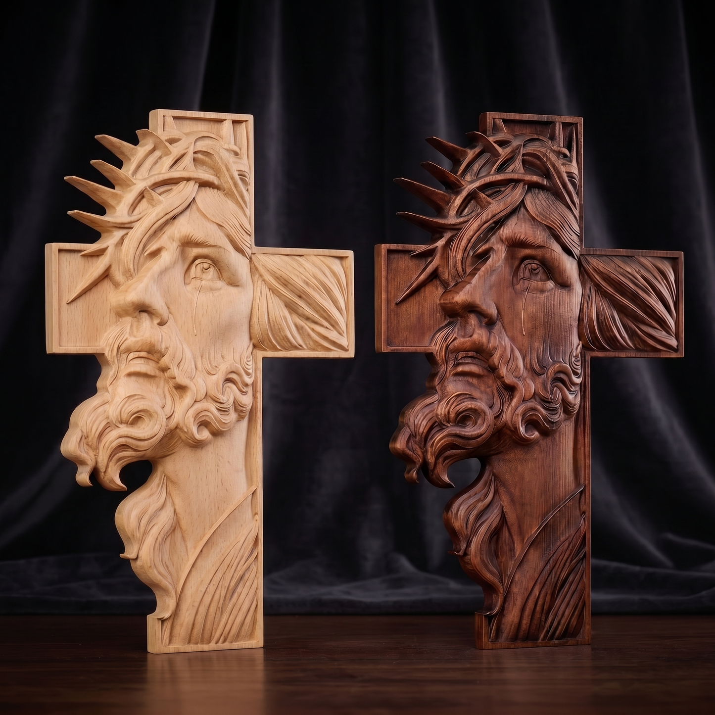 Jesus Face Wooden Cross