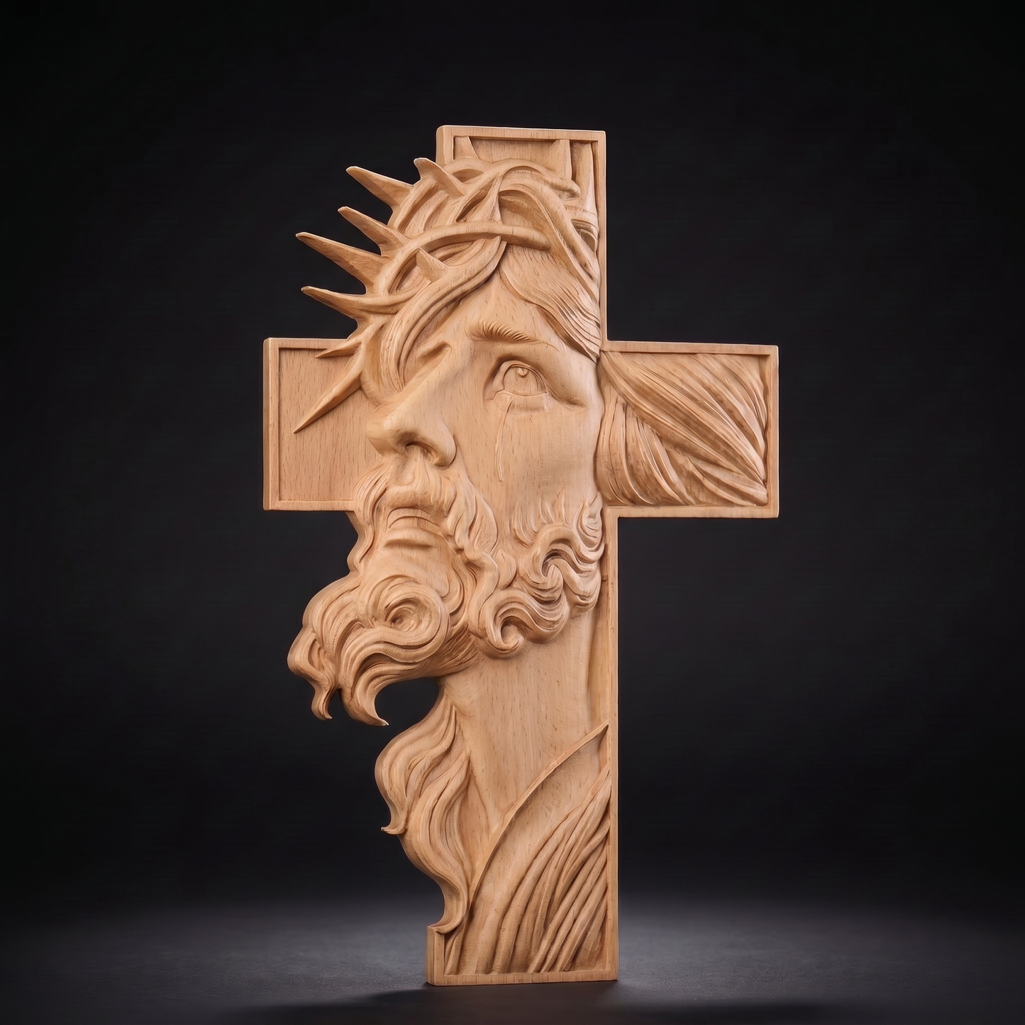 Jesus Face Wooden Cross