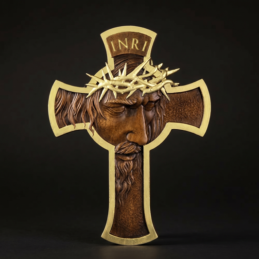 Jesus Face Wooden Cross