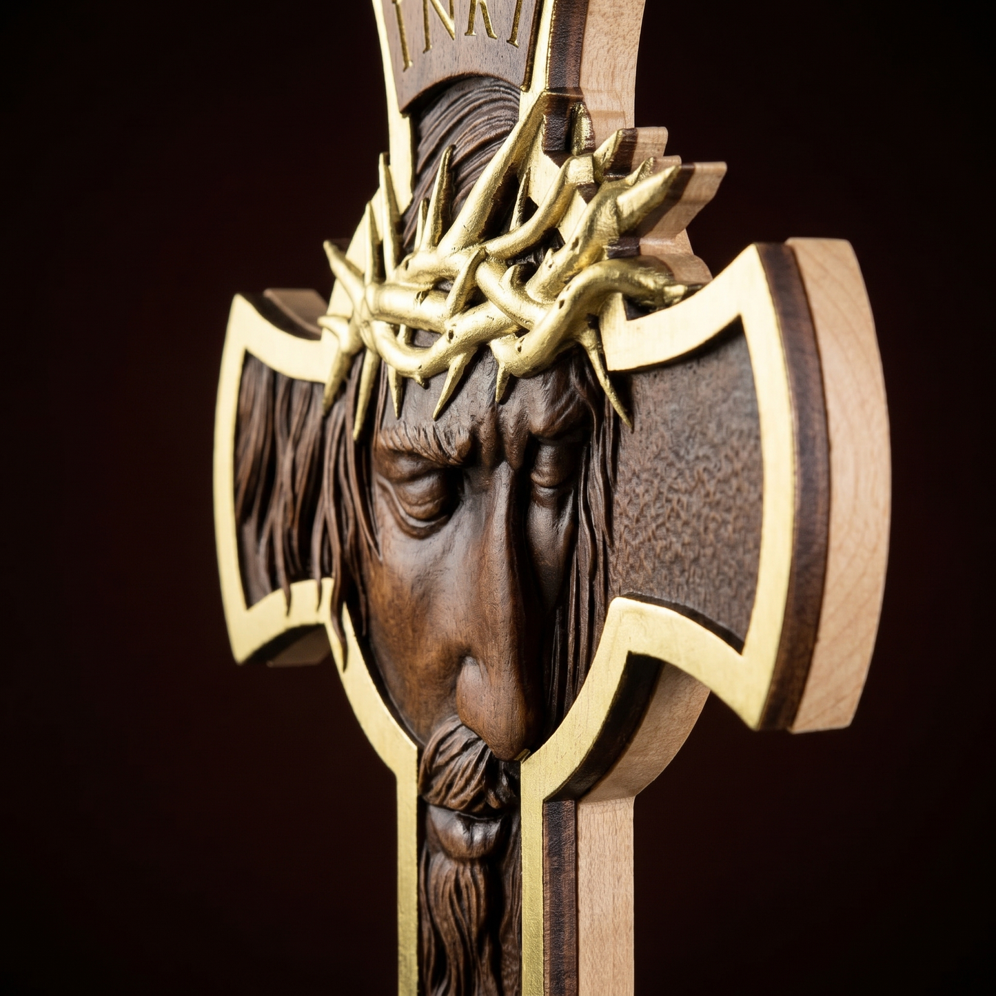 Jesus Face Wooden Cross