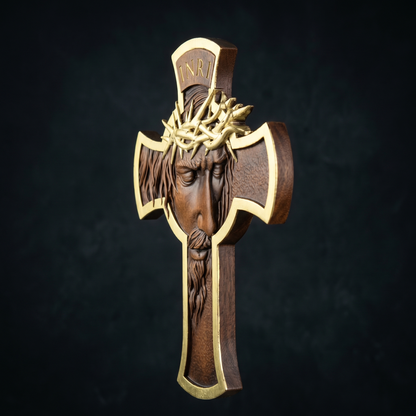 Jesus Face Wooden Cross