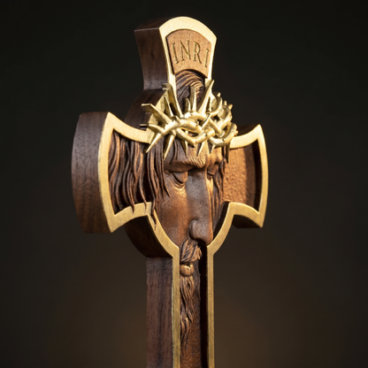 Jesus Face Wooden Cross