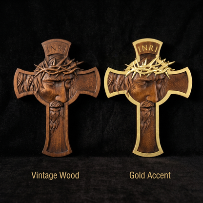 Jesus Face Wooden Cross