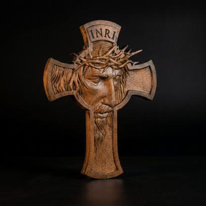 Jesus Face Wooden Cross
