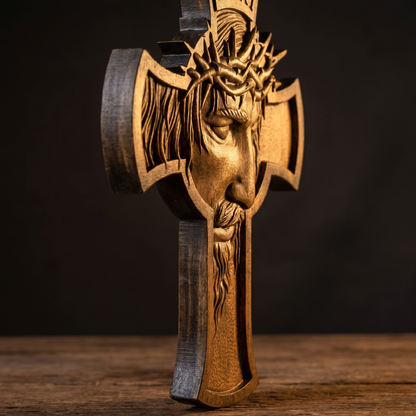 Jesus Face Wooden Cross