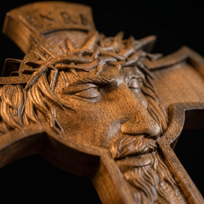 Jesus Face Wooden Cross