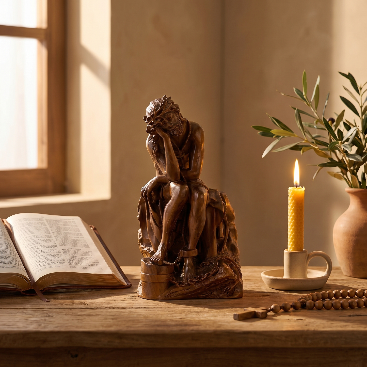 Jesus in Chains Wooden Statue
