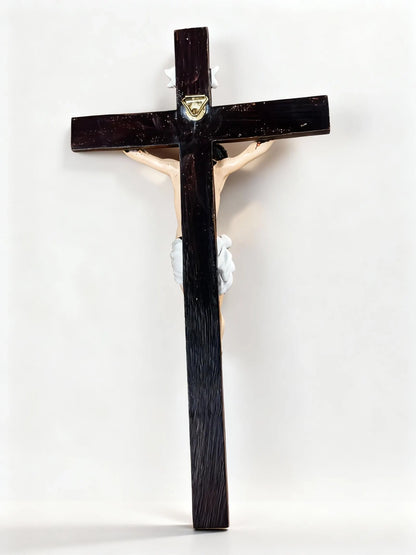 Handcrafted Jesus Crucifix Statue – Wood Resin Cross – Christian Religious Home Decor Gift