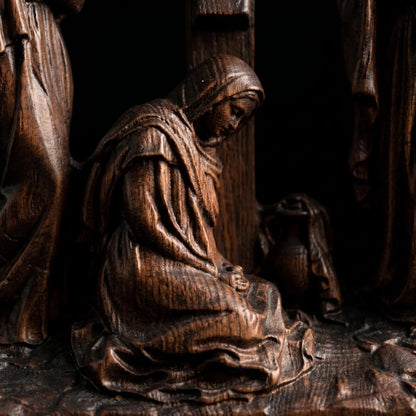 Hand Carved Wooden Crucifixion scene