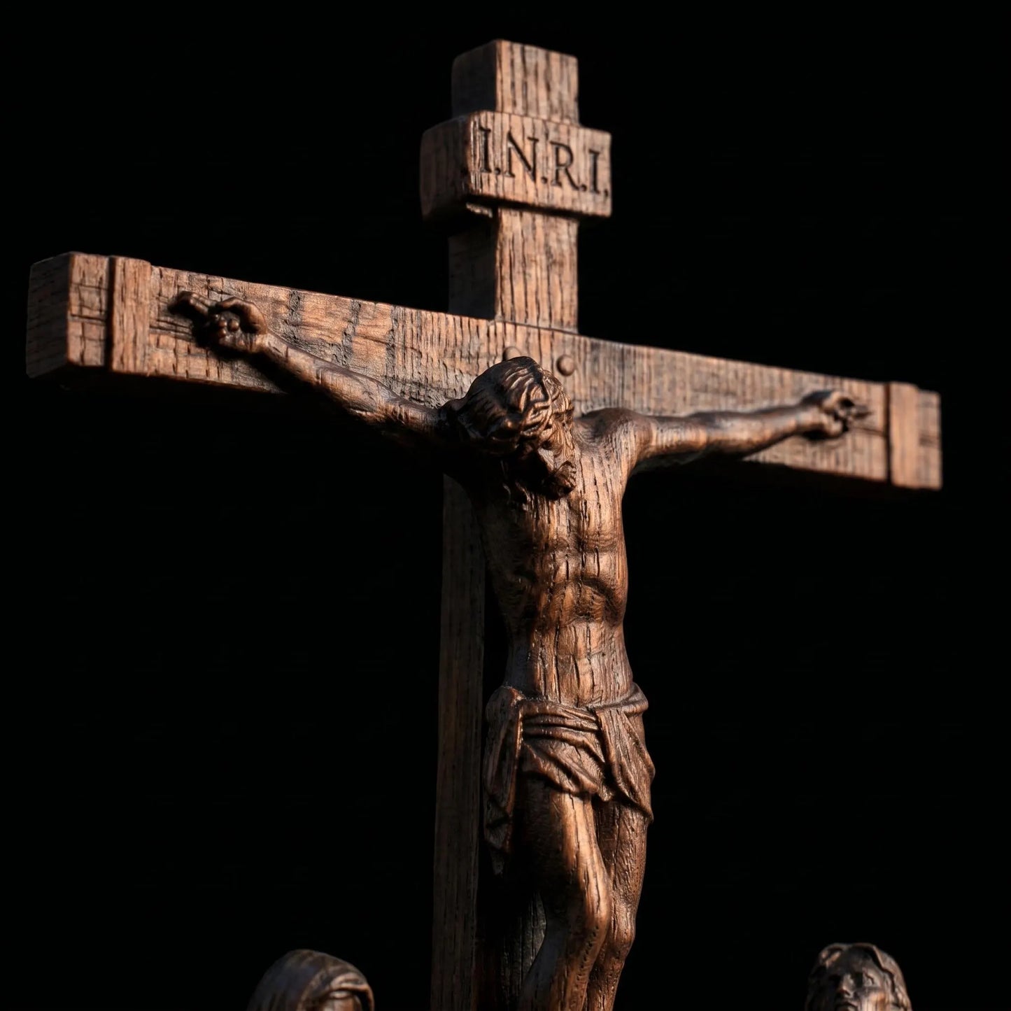 Hand Carved Wooden Crucifixion scene