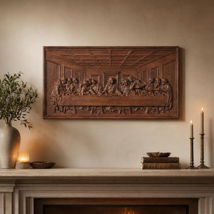 Last Supper wood wall art in home